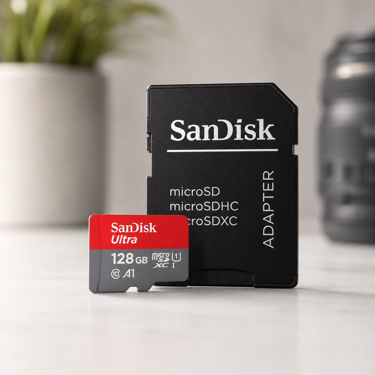 Card de memorie SanDisk Ultra microSDXC, 128GB,140MB/s, A1, Class 10, UHS-I,  + SD Adapter